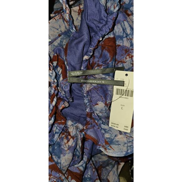 NWT By Anthropologie Sleeveless V-Neck A-Line Midi Dress $228 LARGE Blue Motif - Picture 5 of 5